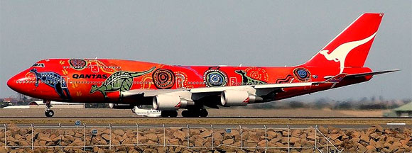Aboriginal art on plane - Wunala Dreaming