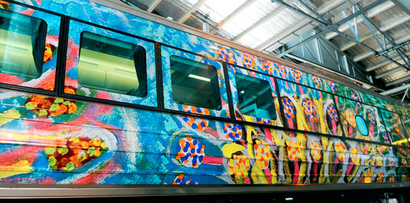 Aboriginal art on a Tilt Train in Cairns