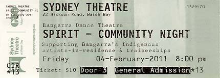 Ticket for community night of Bangarra Dance Theatre