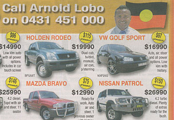 Aboriginal ad from a newspaper