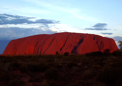 Uluru close to sunset.