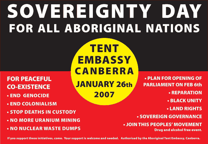 Poster for Aboriginal Sovereignty Day 2007.
