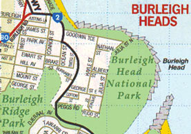 Map to Burleigh Heads National Park.
