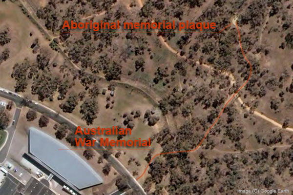 Map to find the Anzac Day Aboriginal memorial plaque.