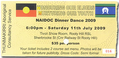 Ticket for the NAIDOC Ball