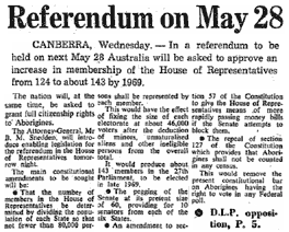 Newspaper article: 'Referendum on May 28'.