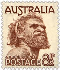 Stamp: 8 1/2d Gwoya Jungarai, often known as 'One Pound Jimmy'.
