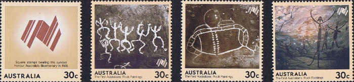 The first four stamps of the set.