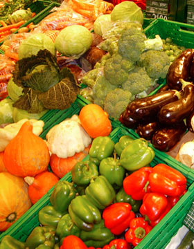 Colourful vegetables in a store.