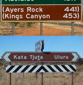 Aboriginal place names: Ayers Rock changed to Uluru.