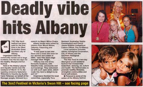 Article heading: 'Deadly vibe hits Albany'