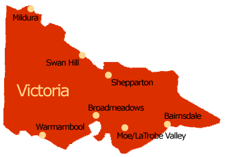 Map: Koori Courts in Victoria, Australia.