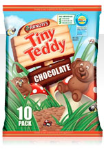 A packet of Tiny Teddies cookies.