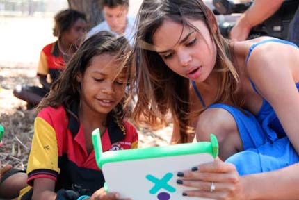Samantha Harris as ambassador for One Laptop per Child Australia.