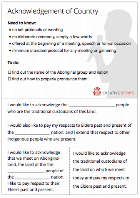 Thumbnail of an Acknowledgement of Country cheat sheet.