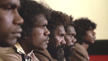 Still from The Last Wave: The five charged Aboriginal people.