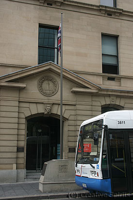 Loftus Street. Here the British flag was hoisted for the first time on 26th January 1788. Customs House in the background.