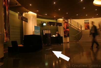 A slim Tank Stream installation at Recital Hall which glows in the subdued light of the reception area.