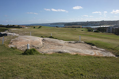 Bondi Golf Course. Engraving site at Bondi Golf Course viewed towards Bondi Beach.