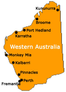 Clickable map of coastal Western Australia